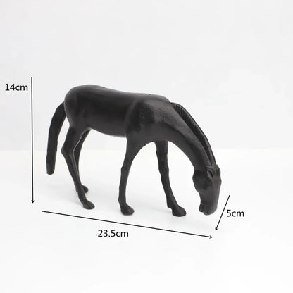 Black Cast Iron Abstract Horse and Deer Statue