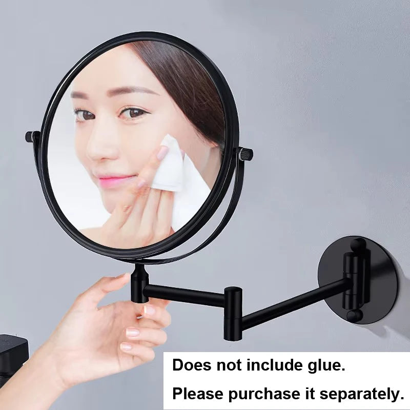 Round Wall Mirror, Double-Sided 360 Rotating Folding Arm Mirror