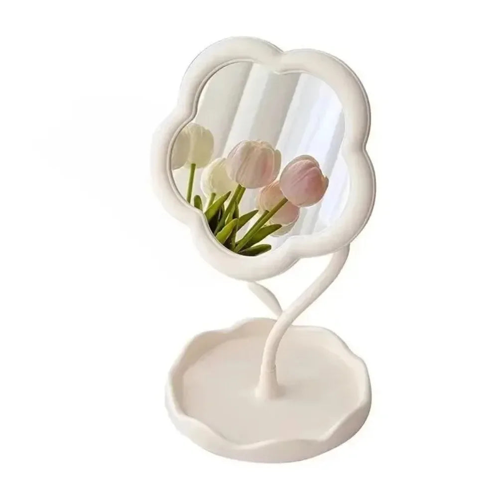 Flower Shaped Vanity Mirror, Cute Freestanding Desktop Makeup Mirror