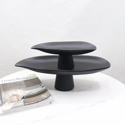 Pedestal Fruit Tray, Modern Resin Footed Dish, White or Black