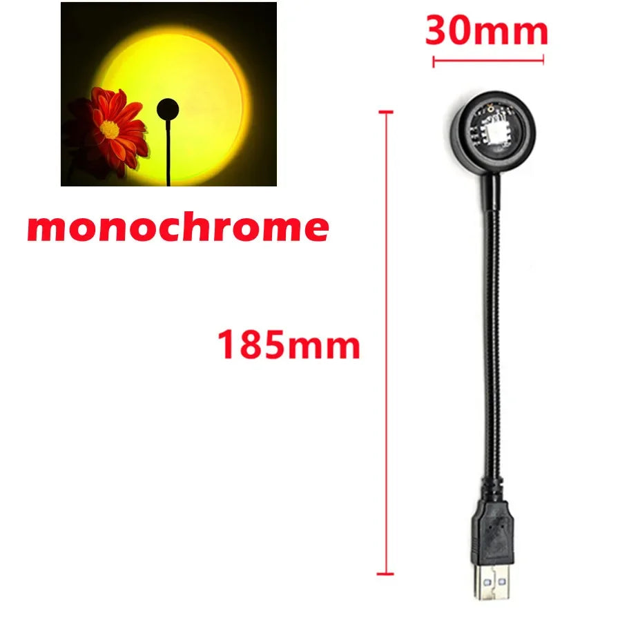 Rainbow Sunset Lamp Projector, USB LED Mood Light for Bedroom