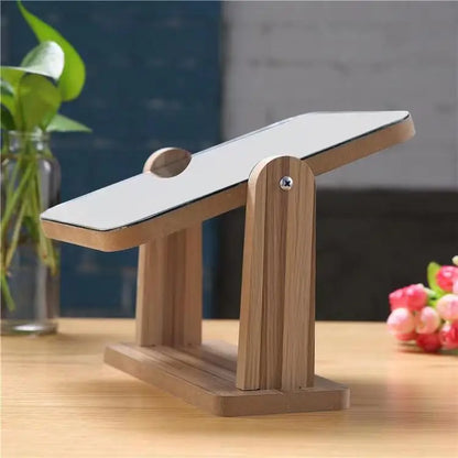 Rotating Wooden Makeup Mirror, Rectangle