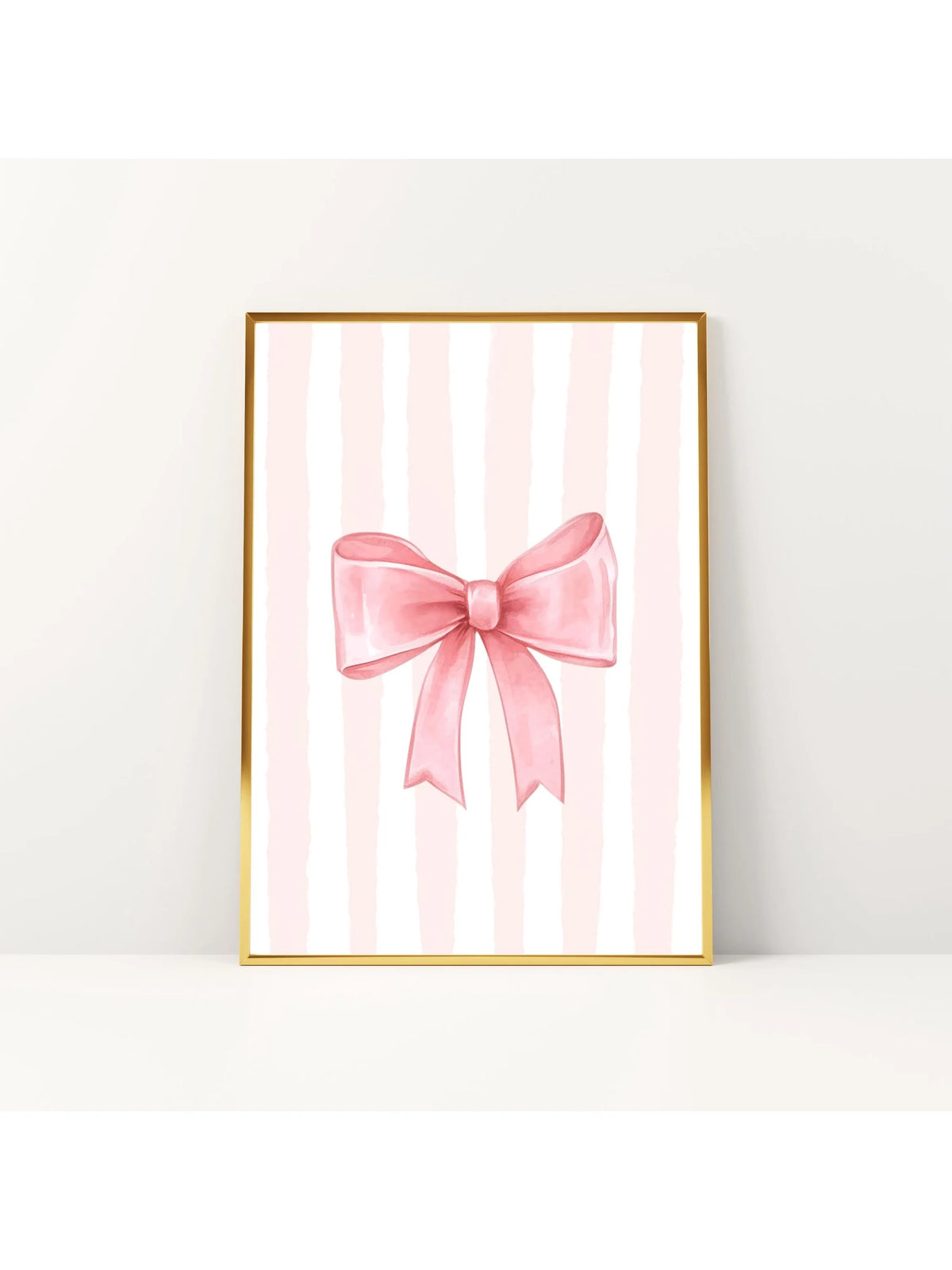 Pink Bow Canvas Art Print, French Pastel Coquette Wall Art