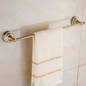 Antique Brass and Ceramic Bathroom Set, 19 Pieces