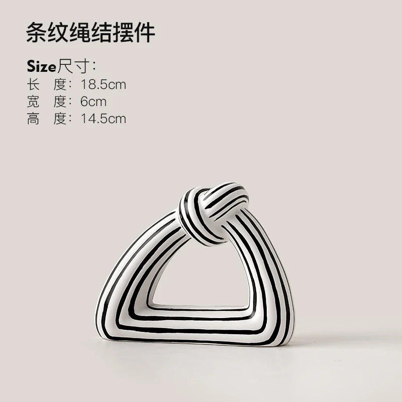 Black and White Striped Knot Ceramic Vase
