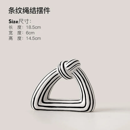 Black and White Striped Knot Ceramic Vase