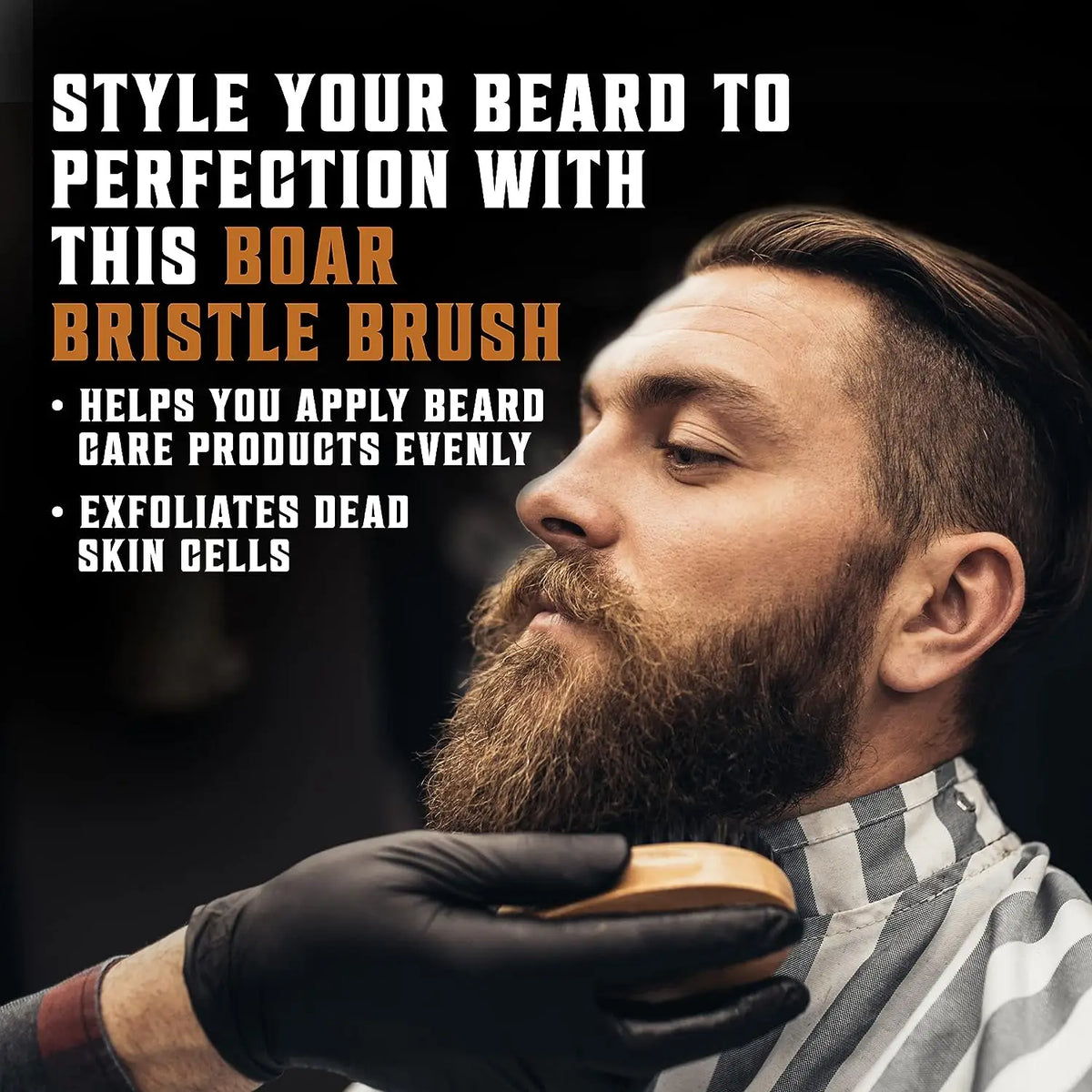 Men's Boar Bristle Beard Brush, Comb and Scissors Set