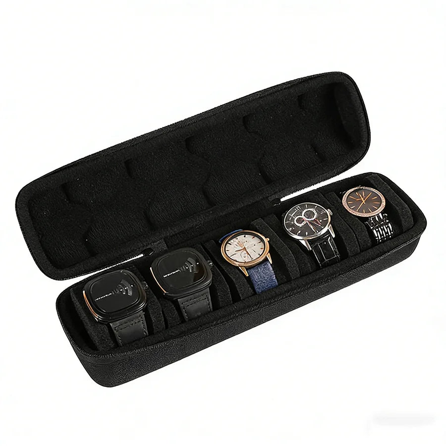 Watch Travel Case, Portable 5 Slot Watch Box Organizer