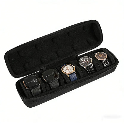 Watch Travel Case, Portable 5 Slot Watch Box Organizer