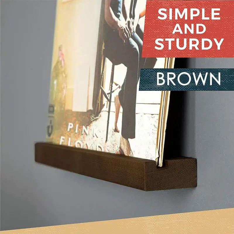 Vinyl Record Wall Holder, Solid Wood Now Playing Display Shelf