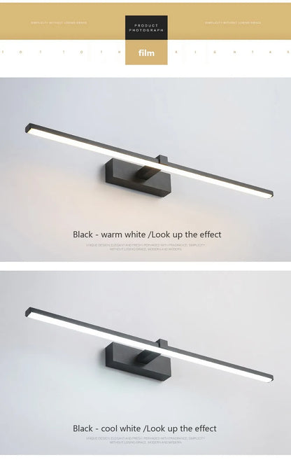 LED Mirror Wall Light, Modern Bathroom Vanity Lamp, 40 or 60 cm