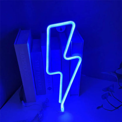 Lightning Bolt Neon Table Light, USB or Battery LED Desk Lamp