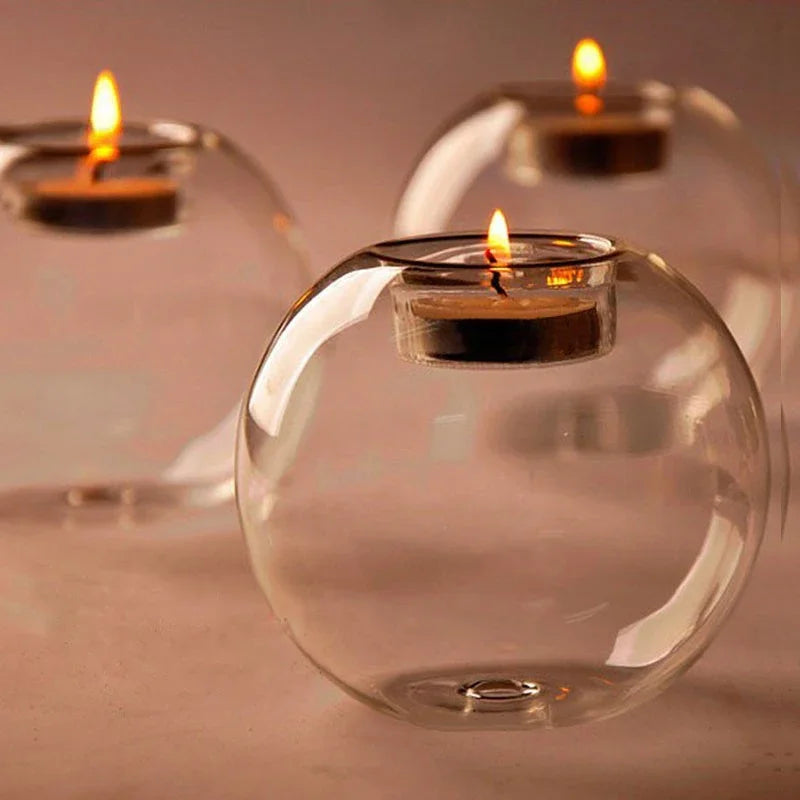 Round Clear Glass Tealight Candle Holder