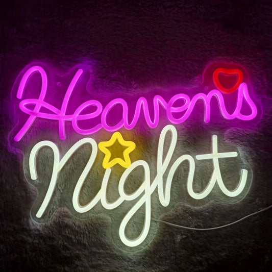Heaven LED Neon Sign, Script Word Wall Light for Bedroom Decor