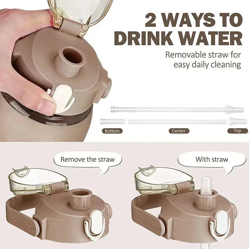 1L Glass Water Bottle with Straw and Sleeve