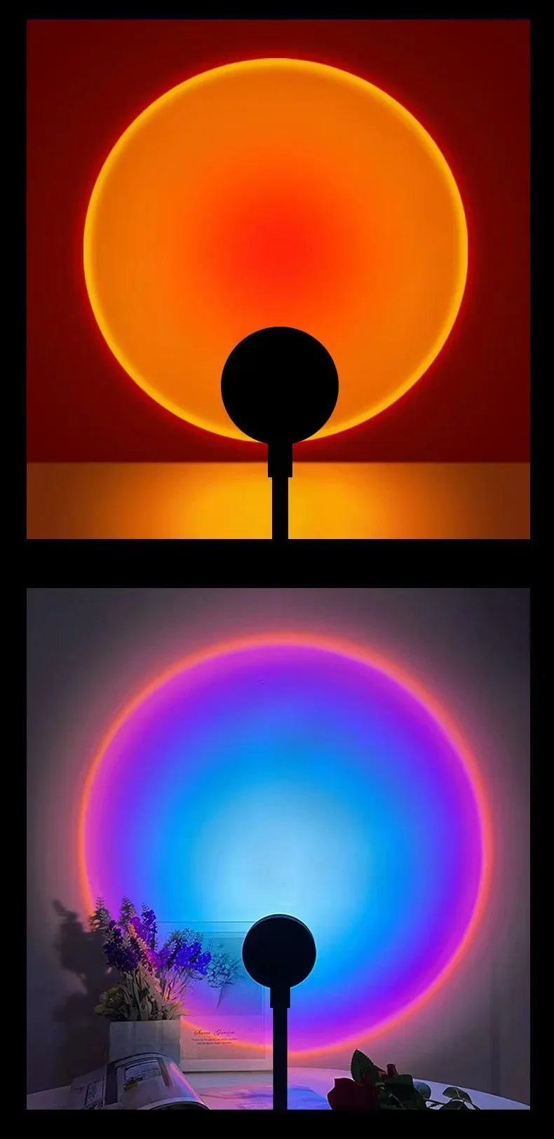 Rainbow Sunset Lamp Projector, USB LED Mood Light for Bedroom