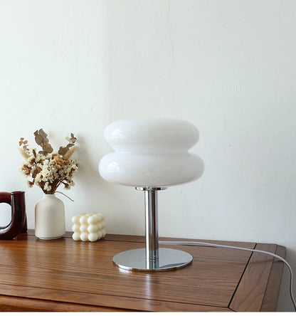 Macaron Glass Table Lamp, Pastel USB Bedside Lamp for Bedroom