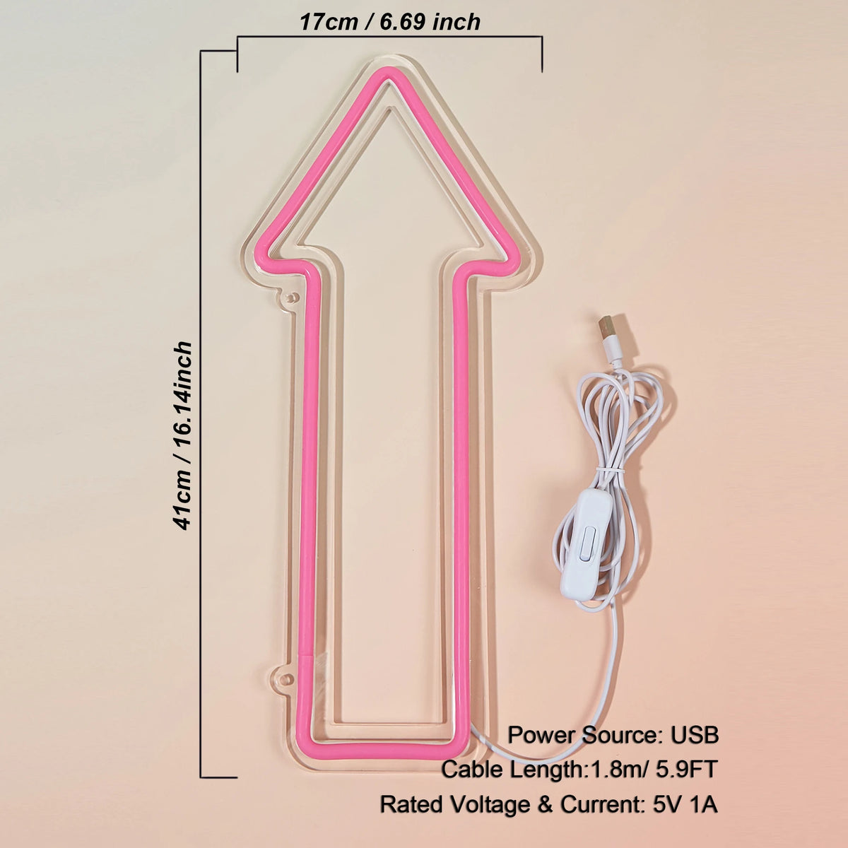 Bow and Arrow LED Neon Sign, 5V USB Wall Light for Bedroom