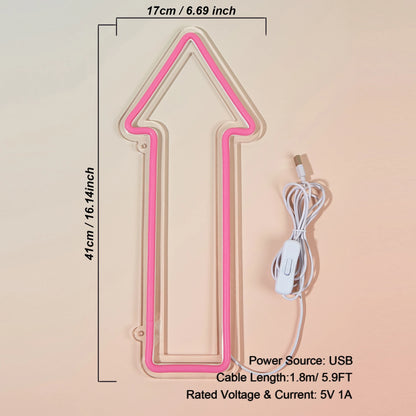 Bow and Arrow LED Neon Sign, 5V USB Wall Light for Bedroom