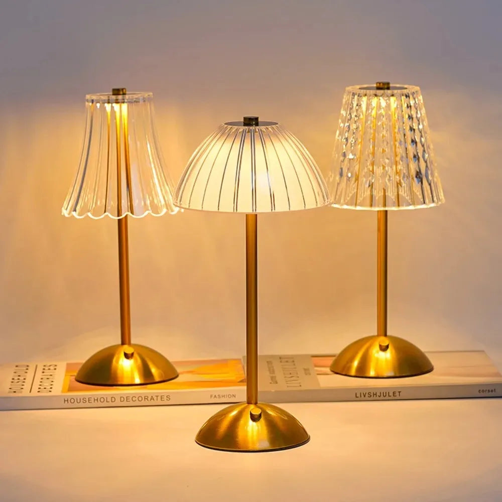 Crystal Touch Table Lamp, USB Rechargeable