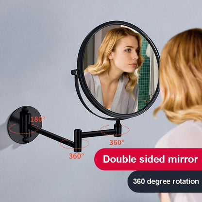 Round Wall Mirror, Double-Sided 360 Rotating Folding Arm Mirror