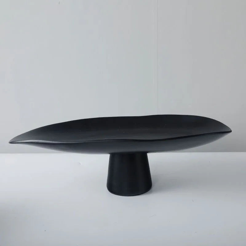 Pedestal Fruit Tray, Modern Resin Footed Dish, White or Black