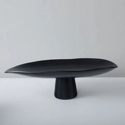 Pedestal Fruit Tray, Modern Resin Footed Dish, White or Black