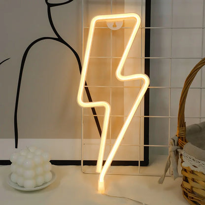 Lightning Bolt Neon Table Light, USB or Battery LED Desk Lamp