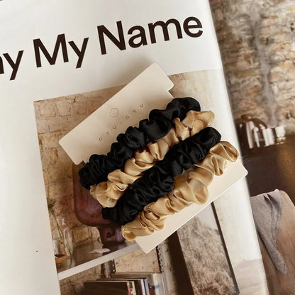Satin Scrunchie Set, 4 Small Elastic Hair Ties