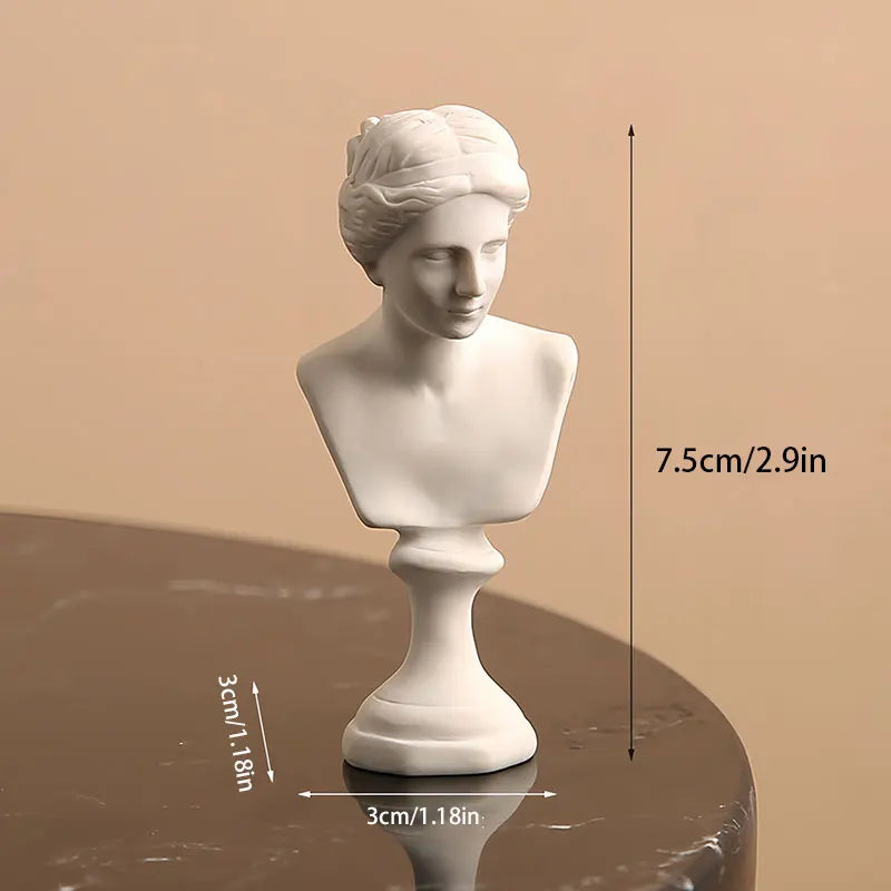 Mini David Bust Statue, White Resin Michelangelo Replica