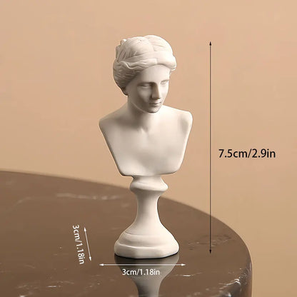 Mini David Bust Statue, White Resin Michelangelo Replica