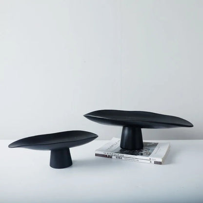 Pedestal Fruit Tray, Modern Resin Footed Dish, White or Black