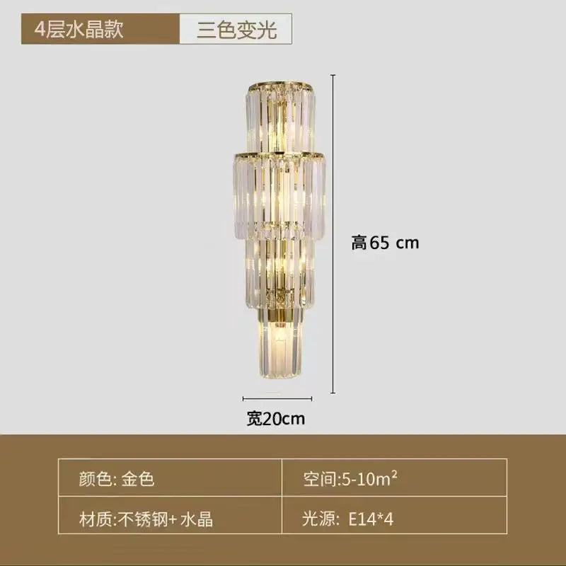 Nordic Crystal Wall Sconce, Up and Down Light for Hallway, E14