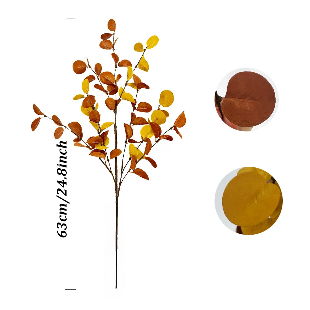 Artificial Eucalyptus Branch, Fall Faux Stem for Vase Decor