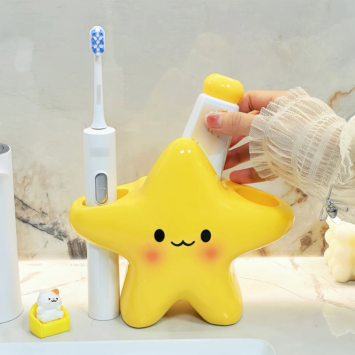 Star Toothbrush Holder, Cute Freestanding Bathroom Organizer