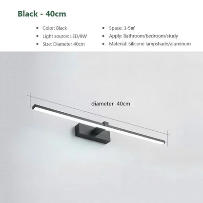 LED Vanity Wall Light, Modern Bathroom Sconce with Acrylic Shade