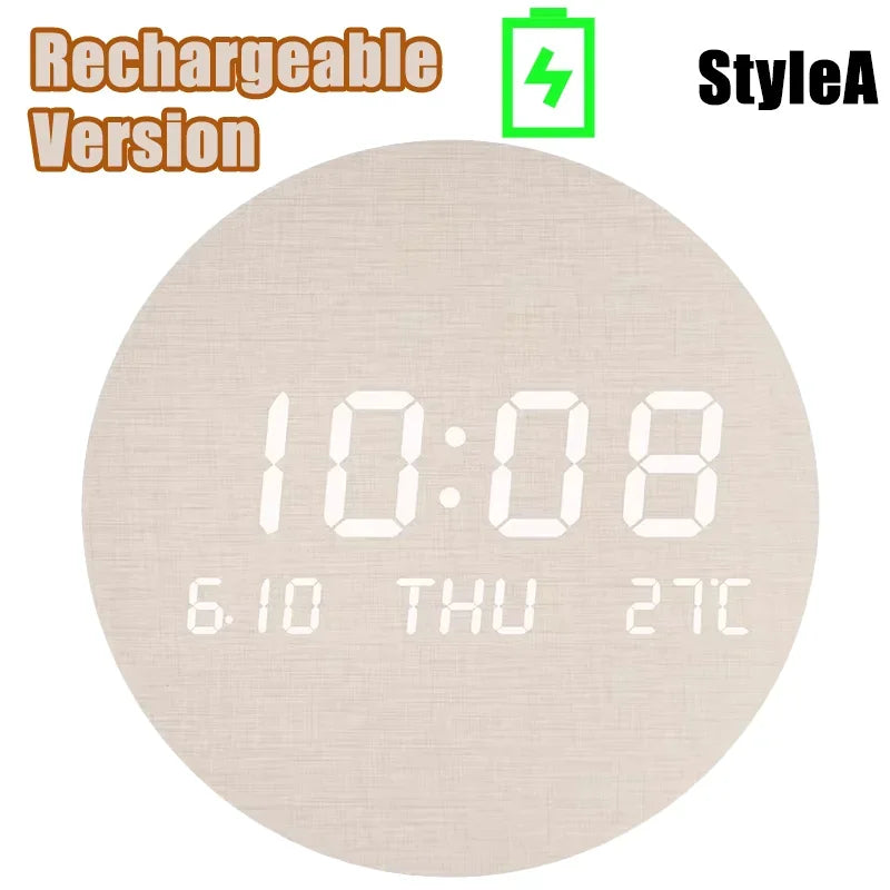 LED Digital Wall Clock with Date and Temperature