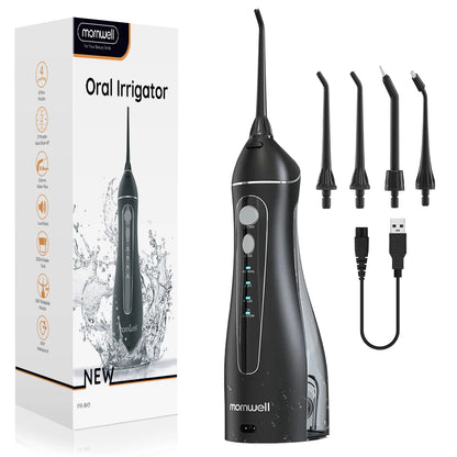 Cordless Rechargeable Water Flosser with 4 Nozzles