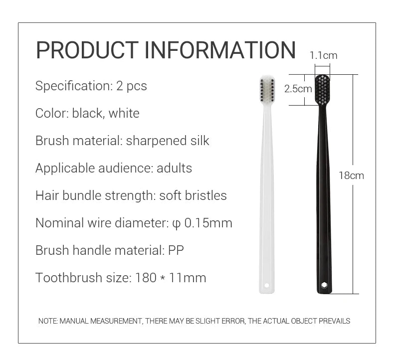Bamboo Charcoal Soft Toothbrush Set, 10 Pack
