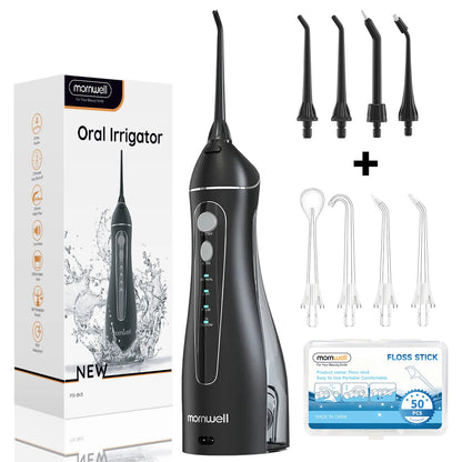 Cordless Rechargeable Water Flosser with 4 Nozzles