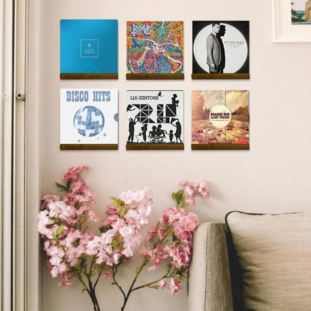 Vinyl Record Wall Holder, Solid Wood Now Playing Display Shelf