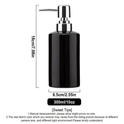 Ceramic Soap Dispenser, Glossy 10 oz Refillable Pump Bottle