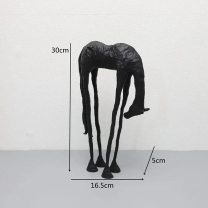Black Cast Iron Abstract Horse and Deer Statue