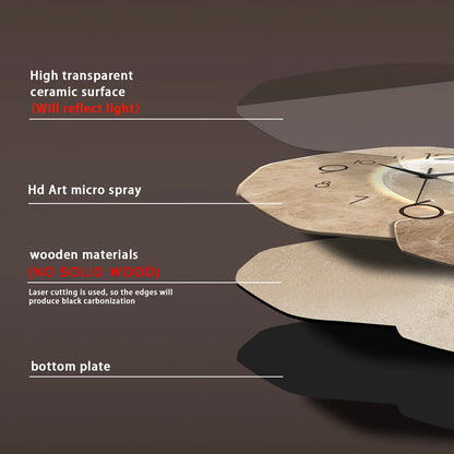 Moon Wall Clock, Silent Wooden Minimalist Clock, 12 to 16 Inch