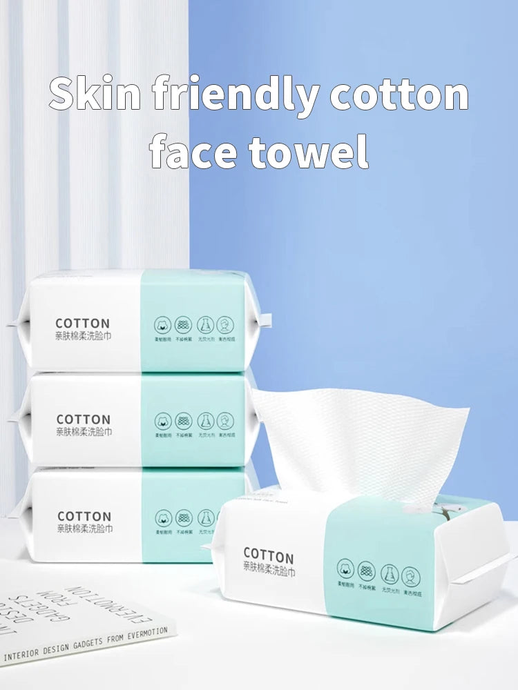 Disposable Cotton Face Towels, 30 to 100 Pack