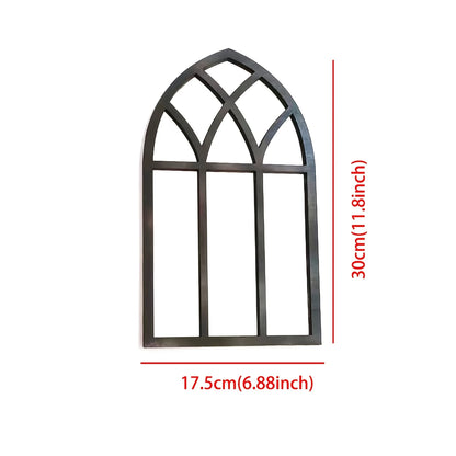 Arched Windowpane Wall Mirror, Wood Frame Minimalist Arch Mirror