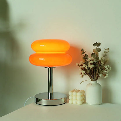 Macaron Glass Table Lamp, Pastel USB Bedside Lamp for Bedroom