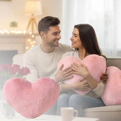 Pink Heart Throw Pillow, Soft Plush Cushion, 30 x 40 cm