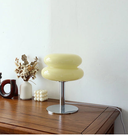 Macaron Glass Table Lamp, Pastel USB Bedside Lamp for Bedroom