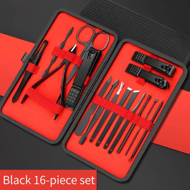 Black and Red Manicure and Pedicure Set